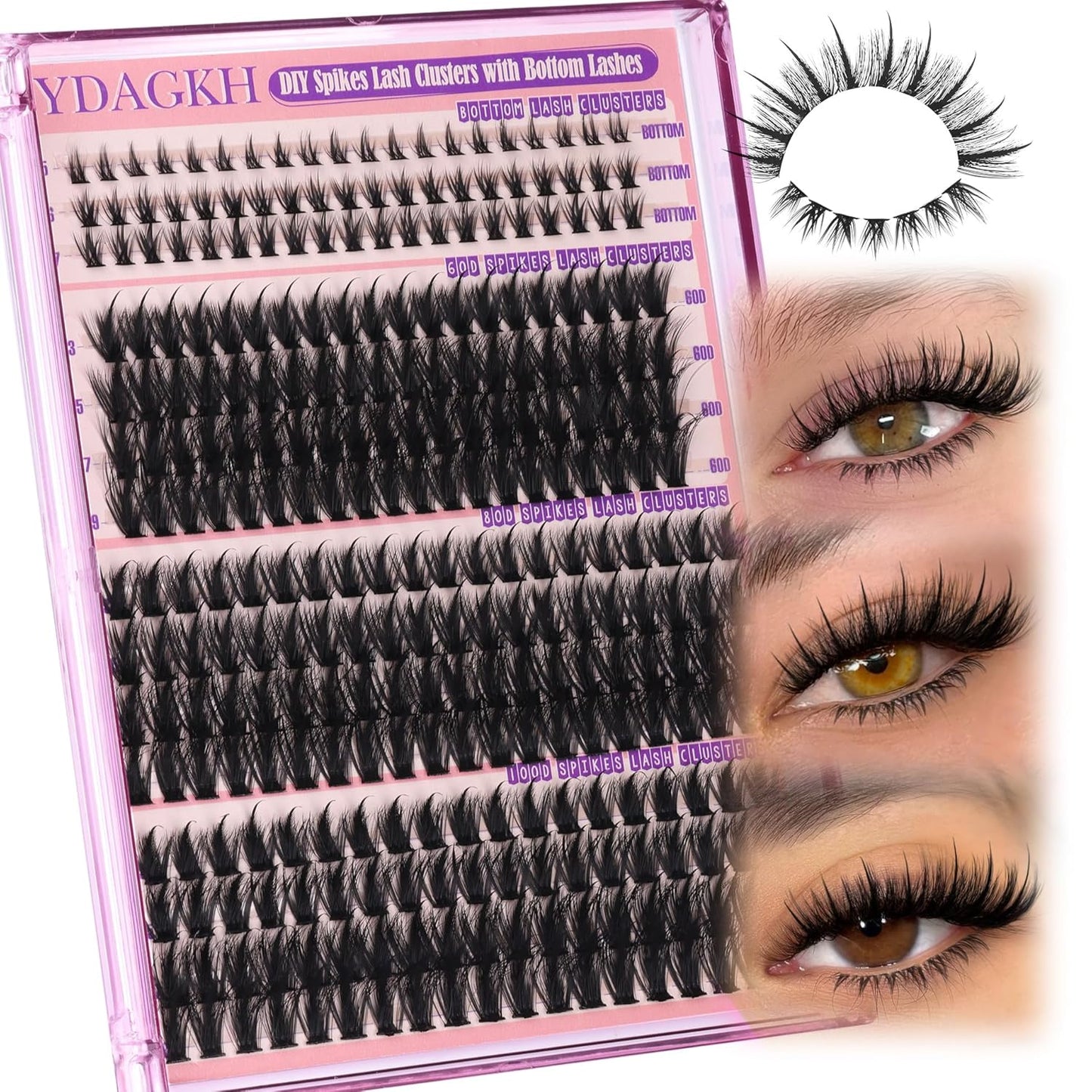 Volume Lash Clusters - Thick Spiky Eyelash Extensions | 60D, 80D, 100D, 5-19mm Mega Wispy Fluff