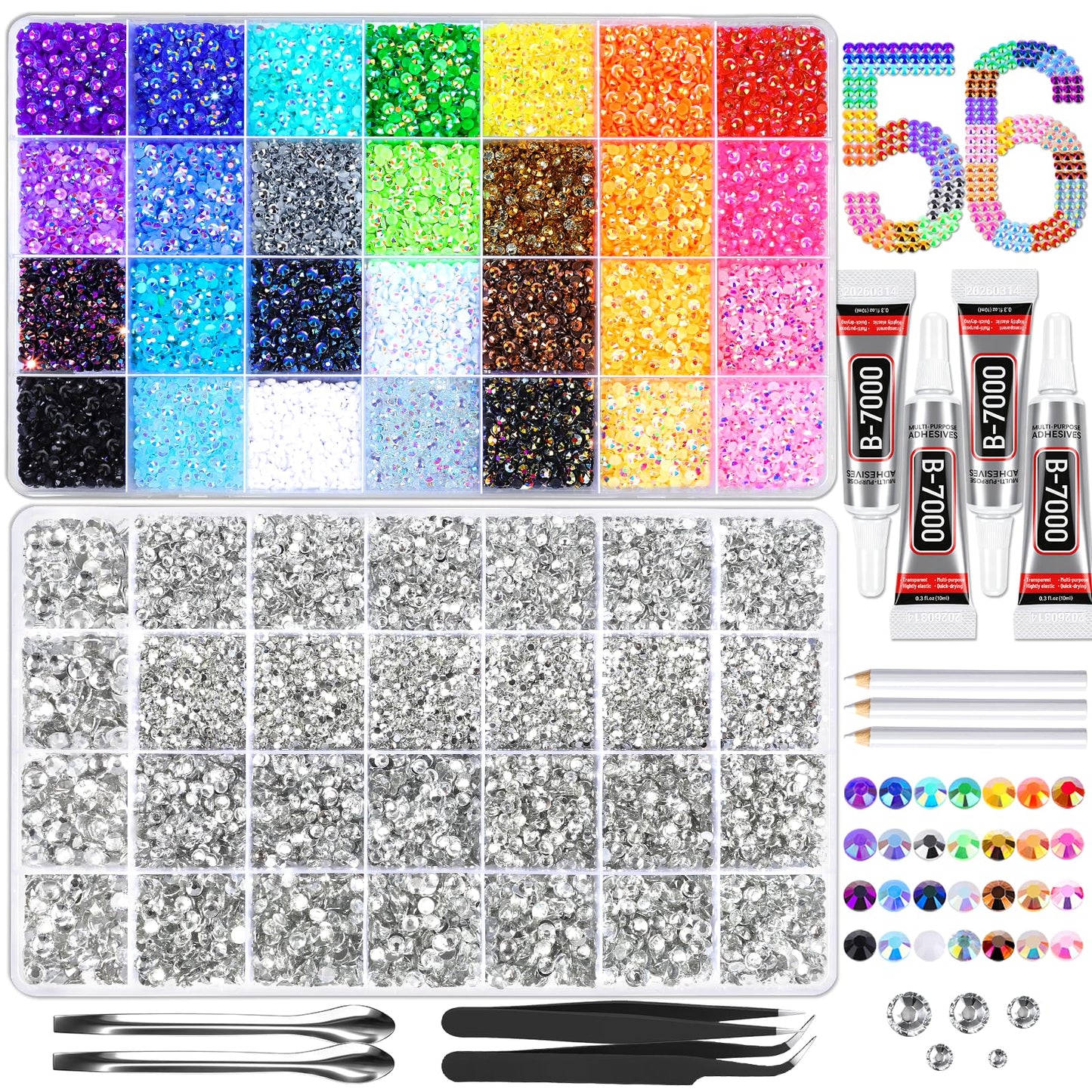FANDAMEI 51200Pcs Bedazzling Kit, Rhinestones for Bedazzling,Rhinestone Kit