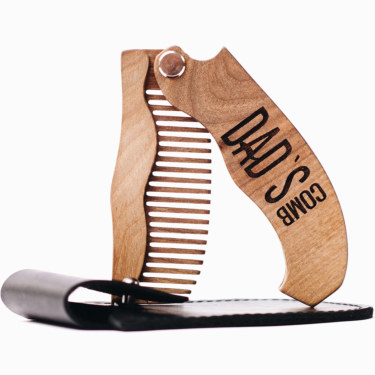 Wooden Beard Comb for Men - Personalized Folding Pocket Comb for Moustache Beard & Hair Walnut Combs Engraved (Bearded Man)