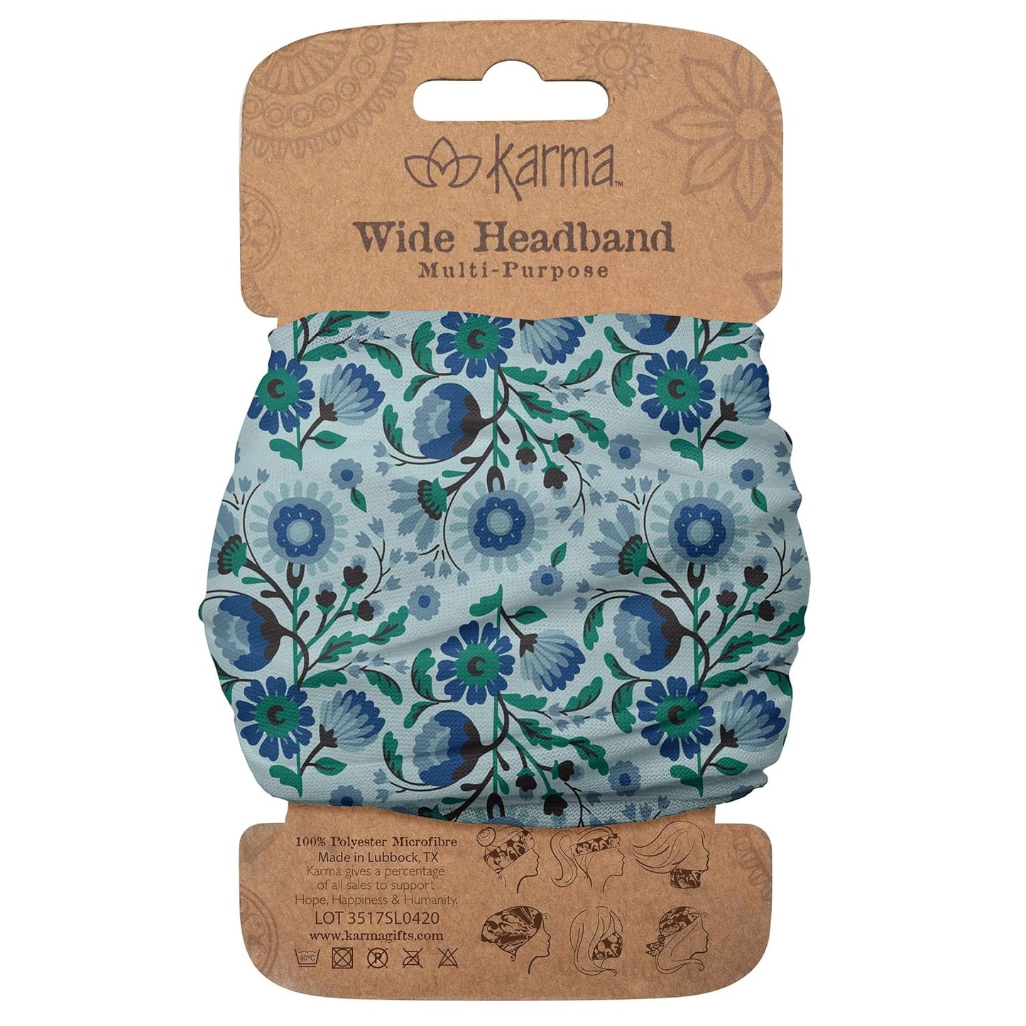Floral Headband for Women - Teal/Apricot Split Design | Wide Fabric & Stretchy Hair Scarf