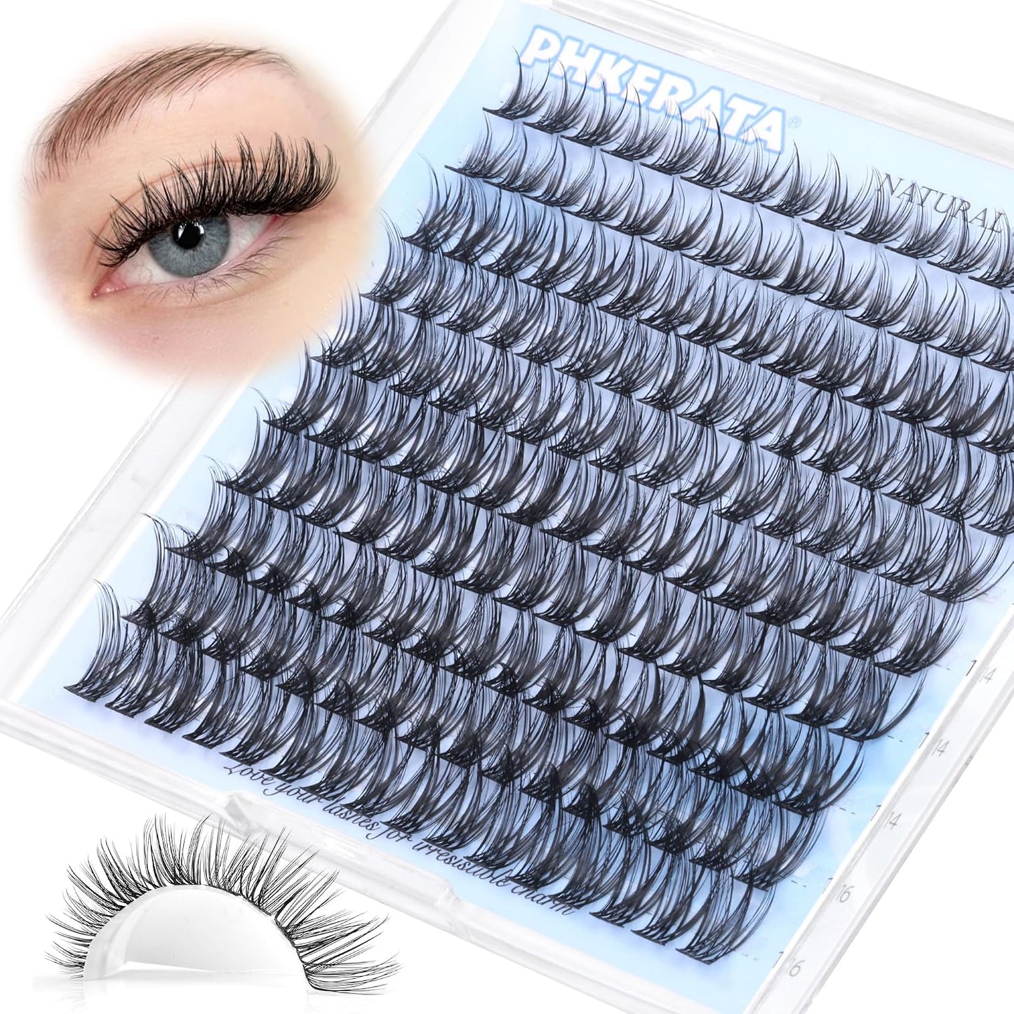 Wispy Lash Clusters - 12-14-16mm Natural Eyelash Extensions for Soft, Fluttery Look | 110 Pcs Ultra-Thin Band