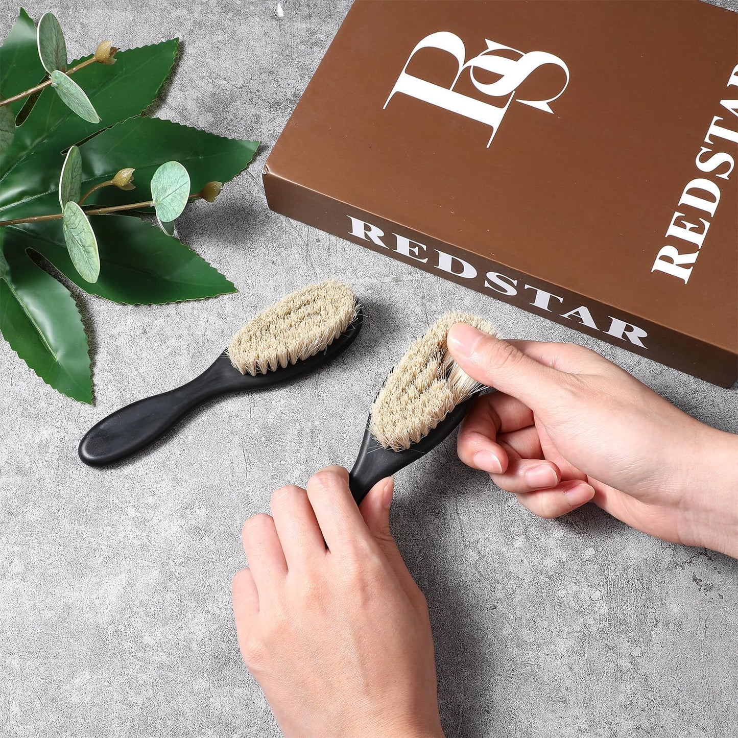 2 Pcs Slick Back Hair Brush, Barber Fade Brush, Neck Duster ABS Handle Soft Bristle Beard Styling Clipper Brushes for Men, Grooming Cleaning Detangling Tool Barbers Accessories for Hair Cutting