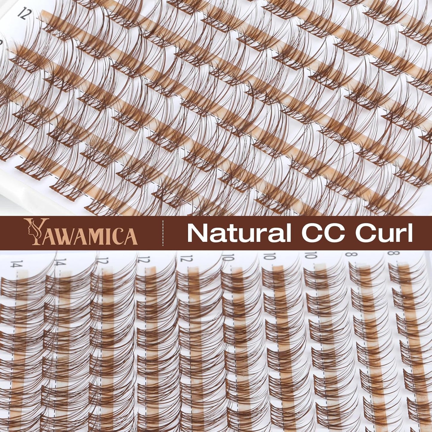 Natural Velour Brown Lash Clusters - Wispy Individual Lashes 8-14mm | CC Curl, Wide Band