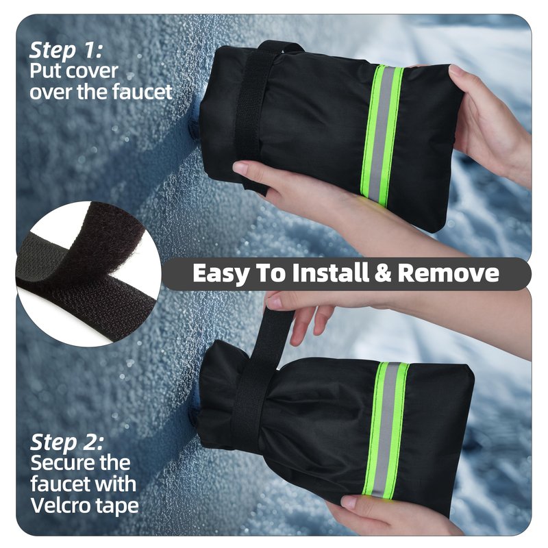 Outdoor Faucet Covers for Winter: Freeze Protection for Outside Hose Bib Spout - Insulation Water Spigot Sock with 9.5" H x 6.7" W - Waterproof Tap Cover Reusable for Garden 2 Pack