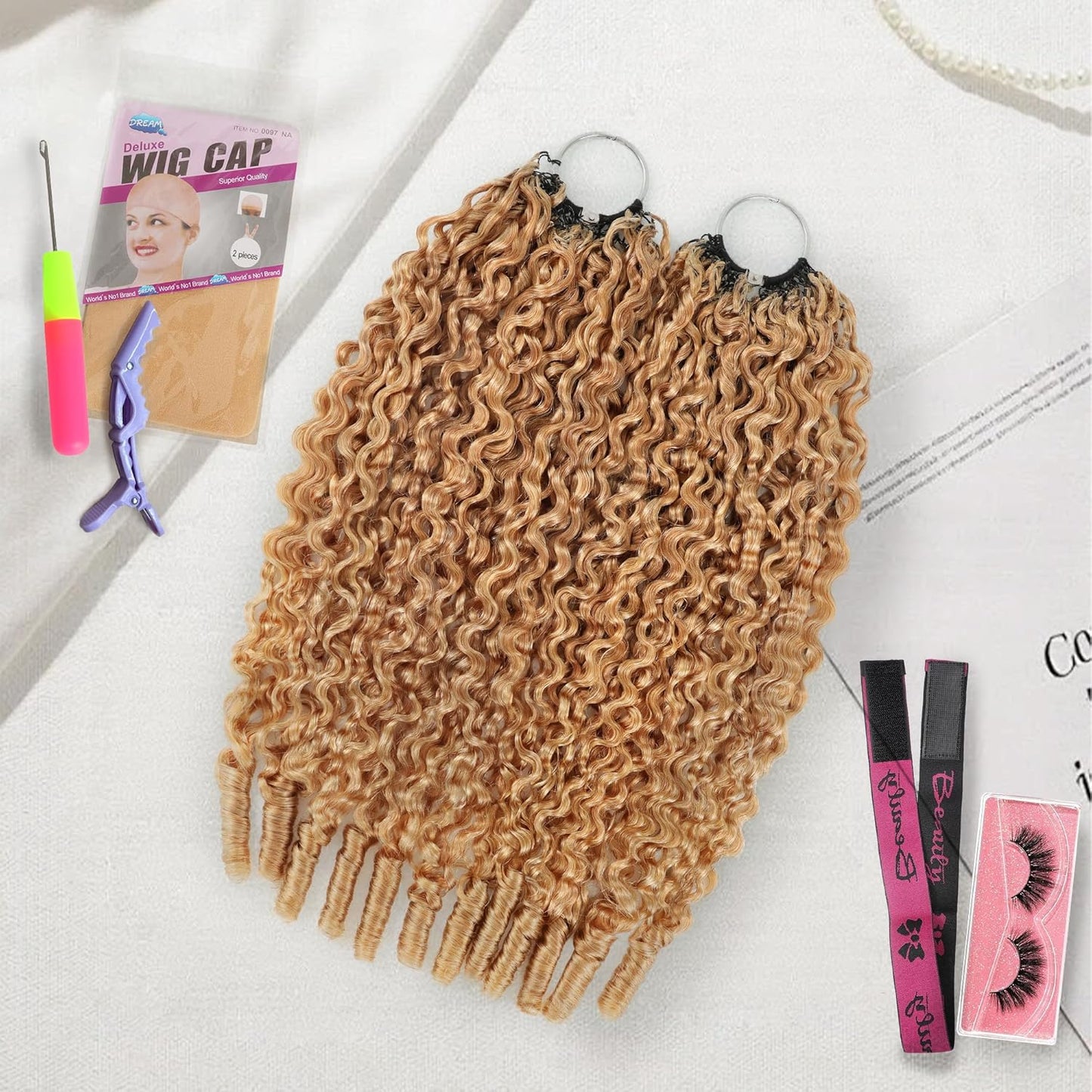 Honey Blonde Human Crochet Hair - 18 Inch Burmese Curly Extensions for Black Women | 120g Pre-Separated, 27#