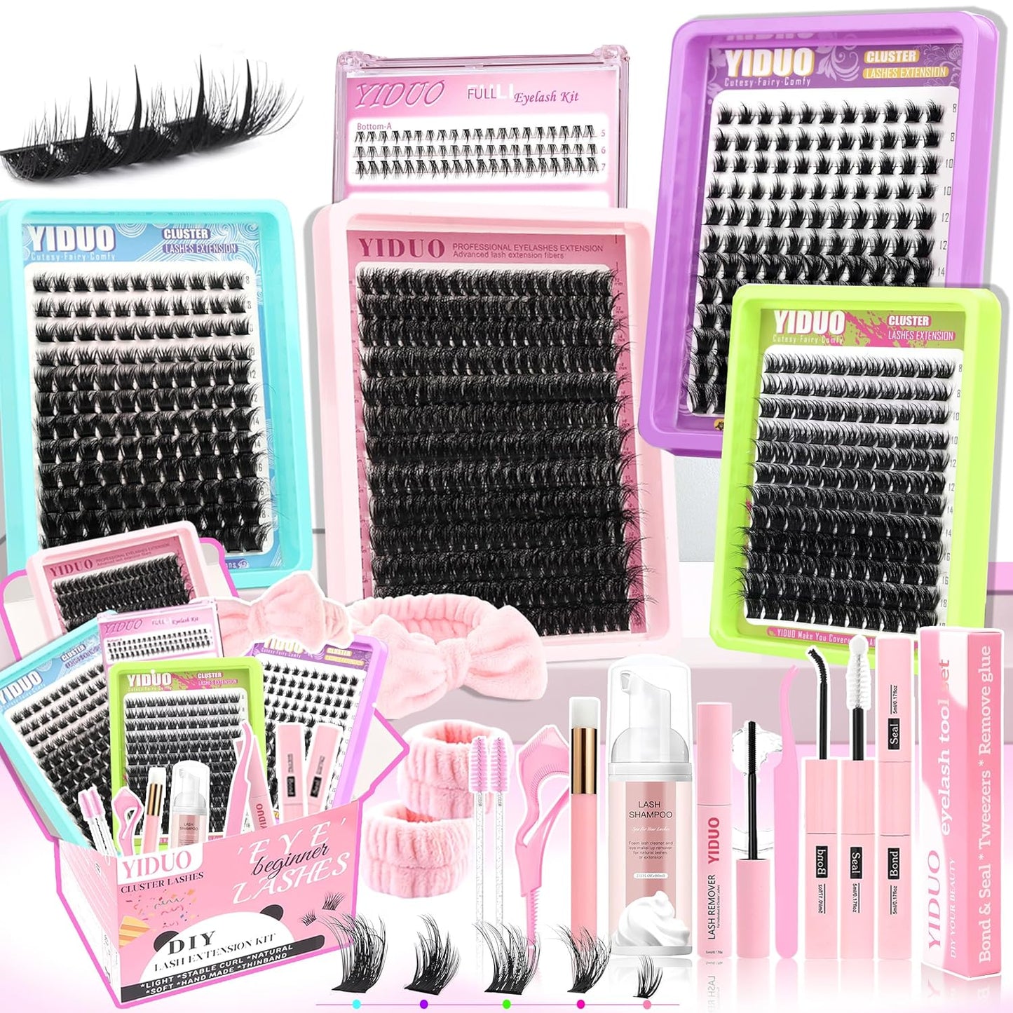 Lash Clusters Kit - 770 Pcs Faux Mink Volume Extensions | 5 Styles for DIY Home Use