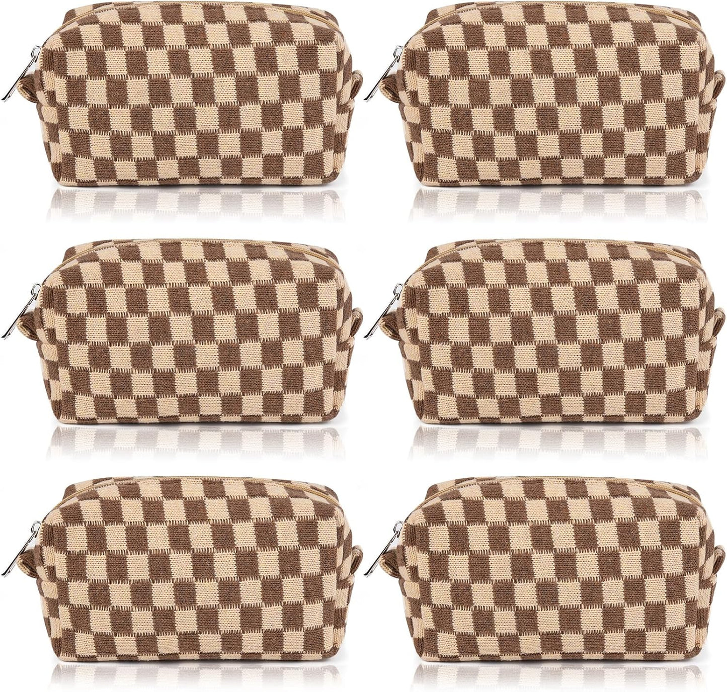 Bridesmaid Proposal Gifts - 6PCS Corduroy Blue Makeup Bags | Wedding Party Favors & Toiletry Organizers