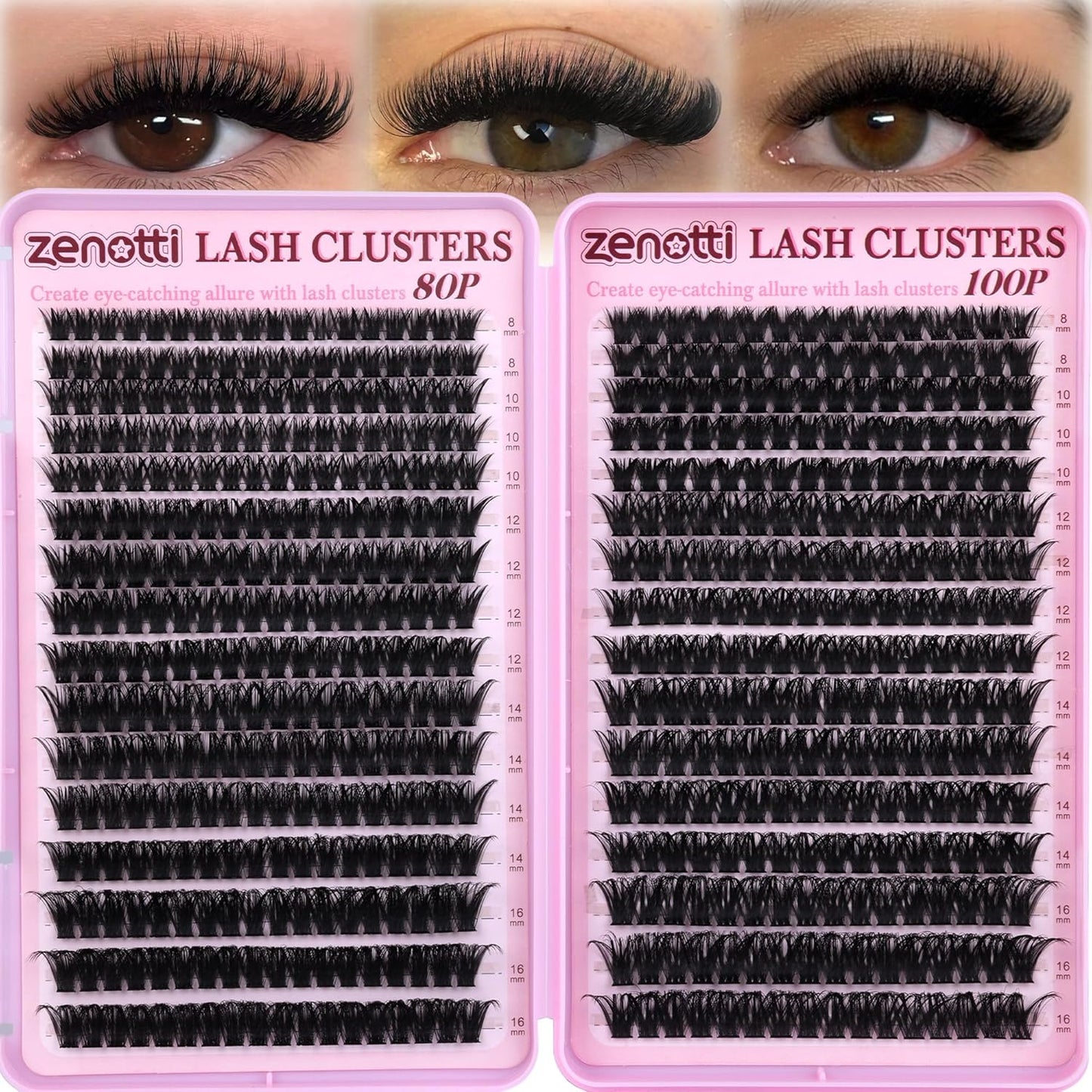 Eyelash Clusters - 80D 100D Wispy Fluffy Extensions | 544PCS D Curly 8-16MM Individual Lashes for Beginners