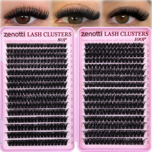 Eyelash Clusters - 80D 100D Wispy Fluffy Extensions | 544PCS D Curly 8-16MM Individual Lashes for Beginners