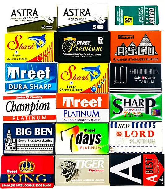 Razor Blades Club 100 Quality Double Edge Razor Blades Sampler (18 different brands)