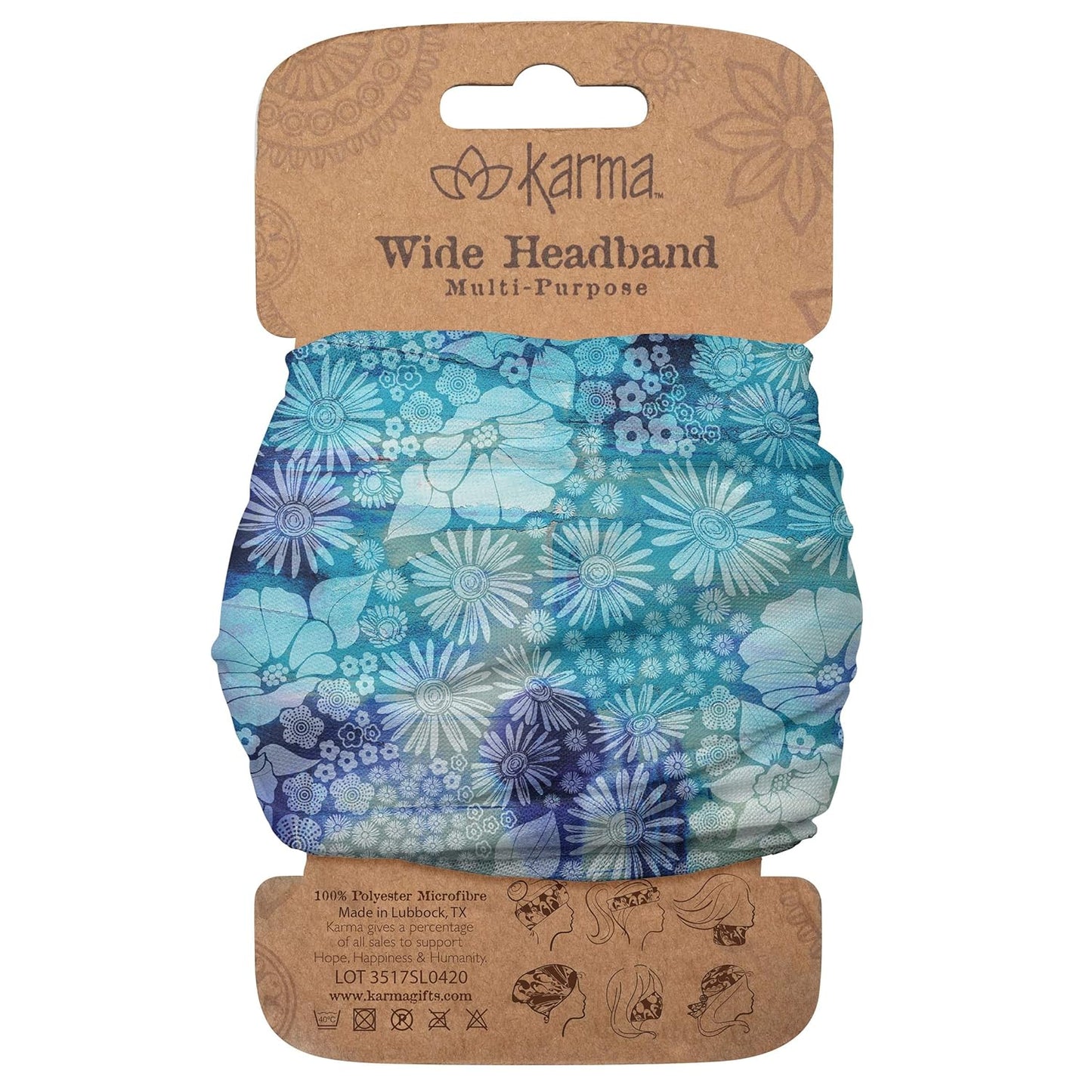 Floral Headband for Women - Teal/Apricot Split Design | Wide Fabric & Stretchy Hair Scarf
