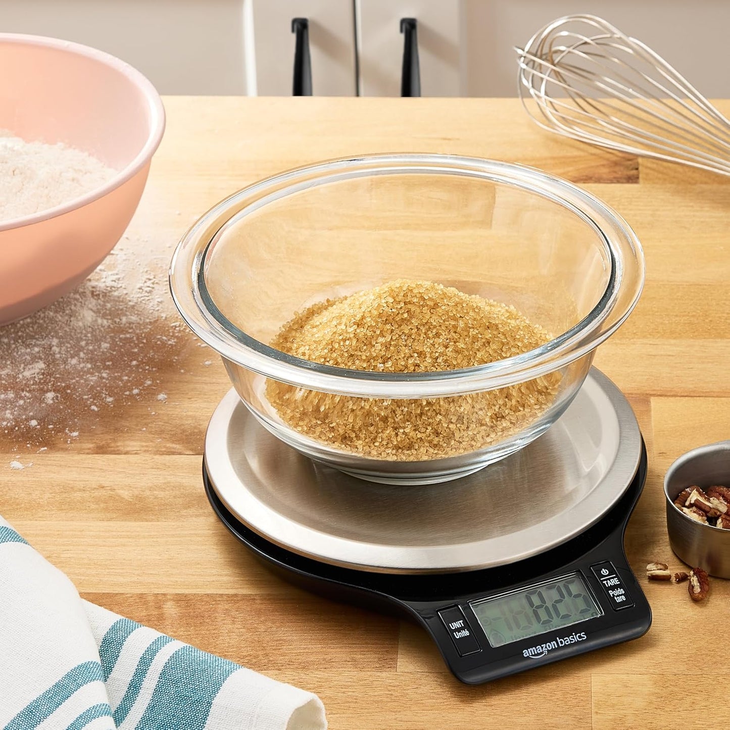 Digital Kitchen Scale - LCD Display, Tare Function, Weighs Up to 11 Pounds | Black & Stainless Steel
