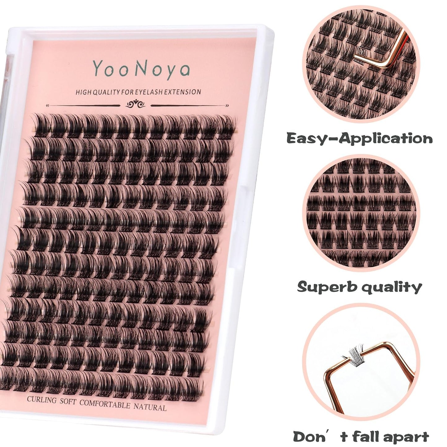 Lash Clusters - 144 PCS Individual 12mm D Curl Eyelash Extensions | Thick, Natural Wispy Reusable Volume Lashes