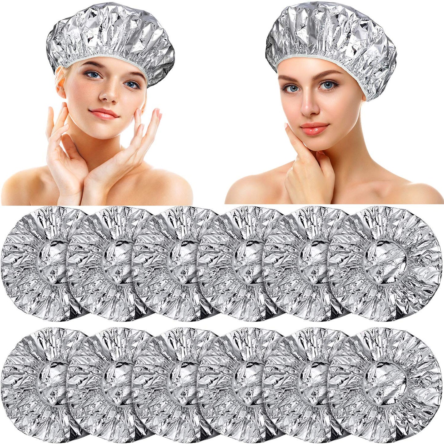 Deep Conditioning Caps - 12 Pieces Aluminum Foil Reusable Hair Coloring & Processing Caps | 12 Inch, Gold & Silver