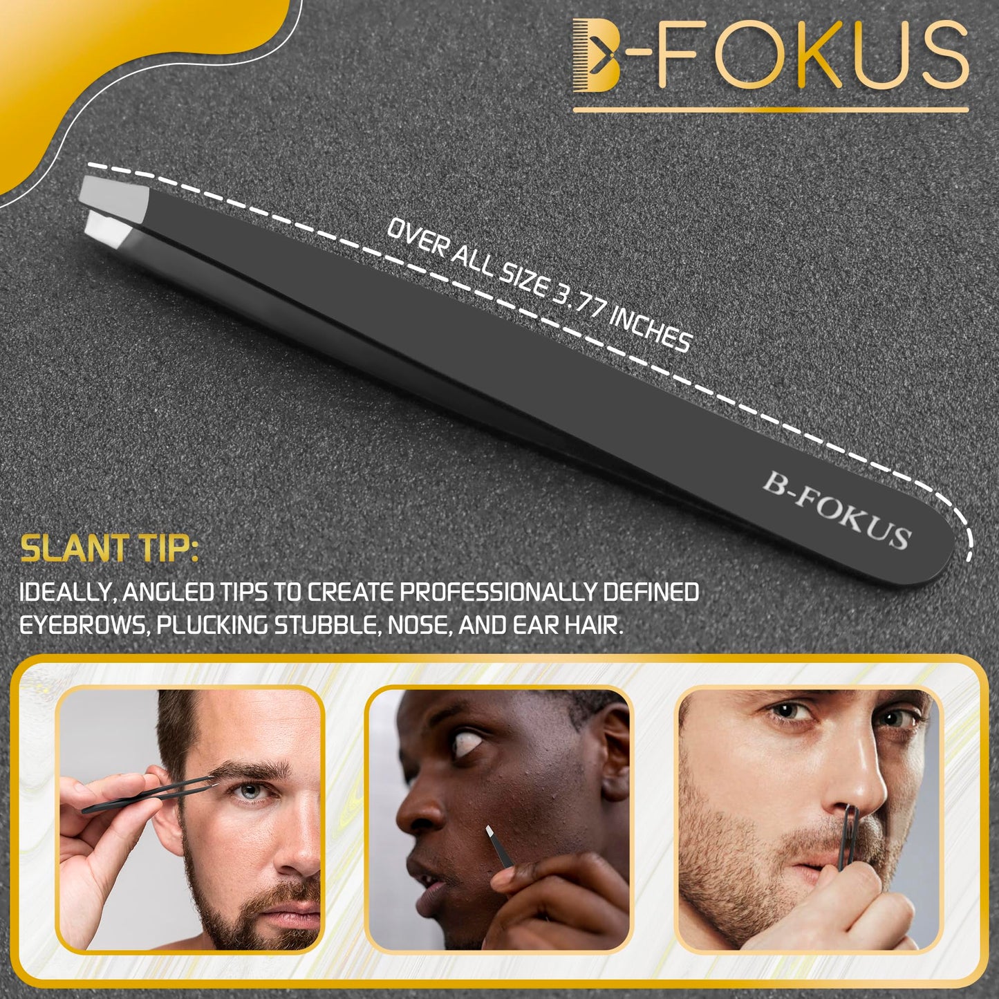 B-FOKUS Hair & Beard Trimming Scissors Kit – 5.5” High Carbon Stainless Steel Mustache & Hair Scissors for Men, Women & Kids Adjustable Tension Screw – Come with Tweezers, Combs & Travel Pouch