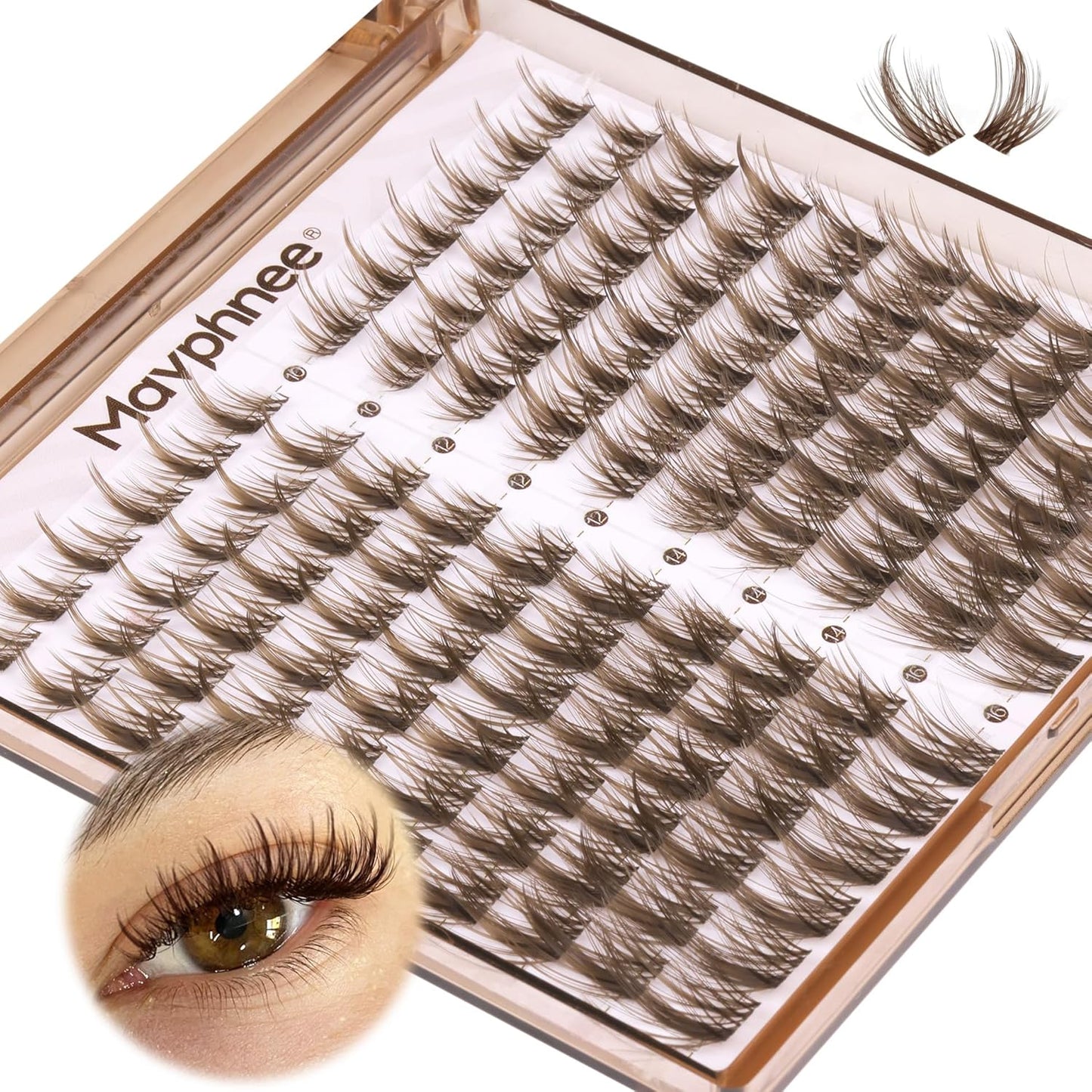 Natural Wispy Eyelash Extensions - Spider Lash Clusters 8-16MM | CC Curl, Flexible Clear Band for Effortless Application