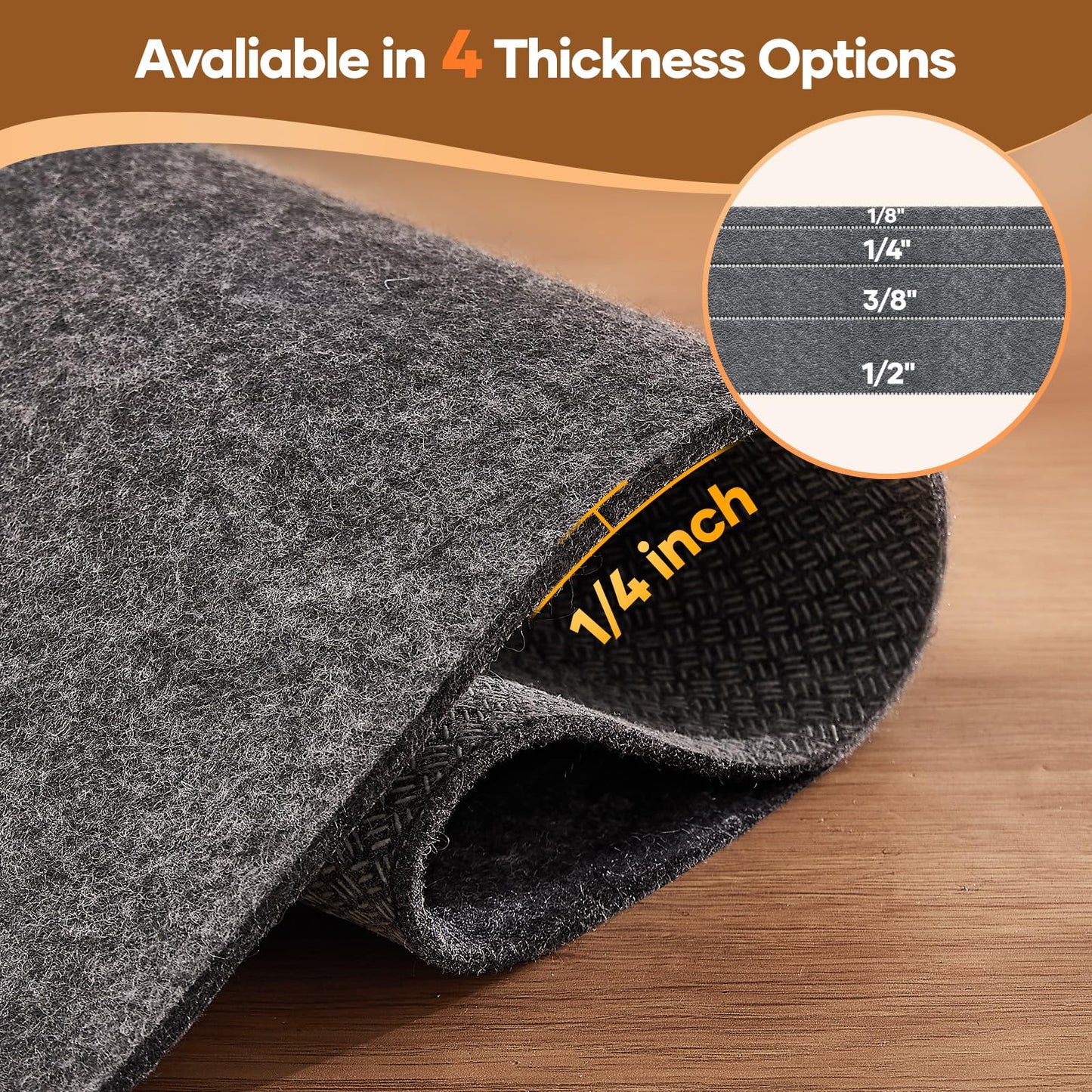Veken Non Slip Cushioned Rug Pad Gripper 8 x 10 Ft, Felt and Silicone Backing, 1/4 inch Thick Carpet Liner for Hardwood Floors and Finishes, Under Area Rugs Anti Skid Mat, Keep Rugs Safe and in Place