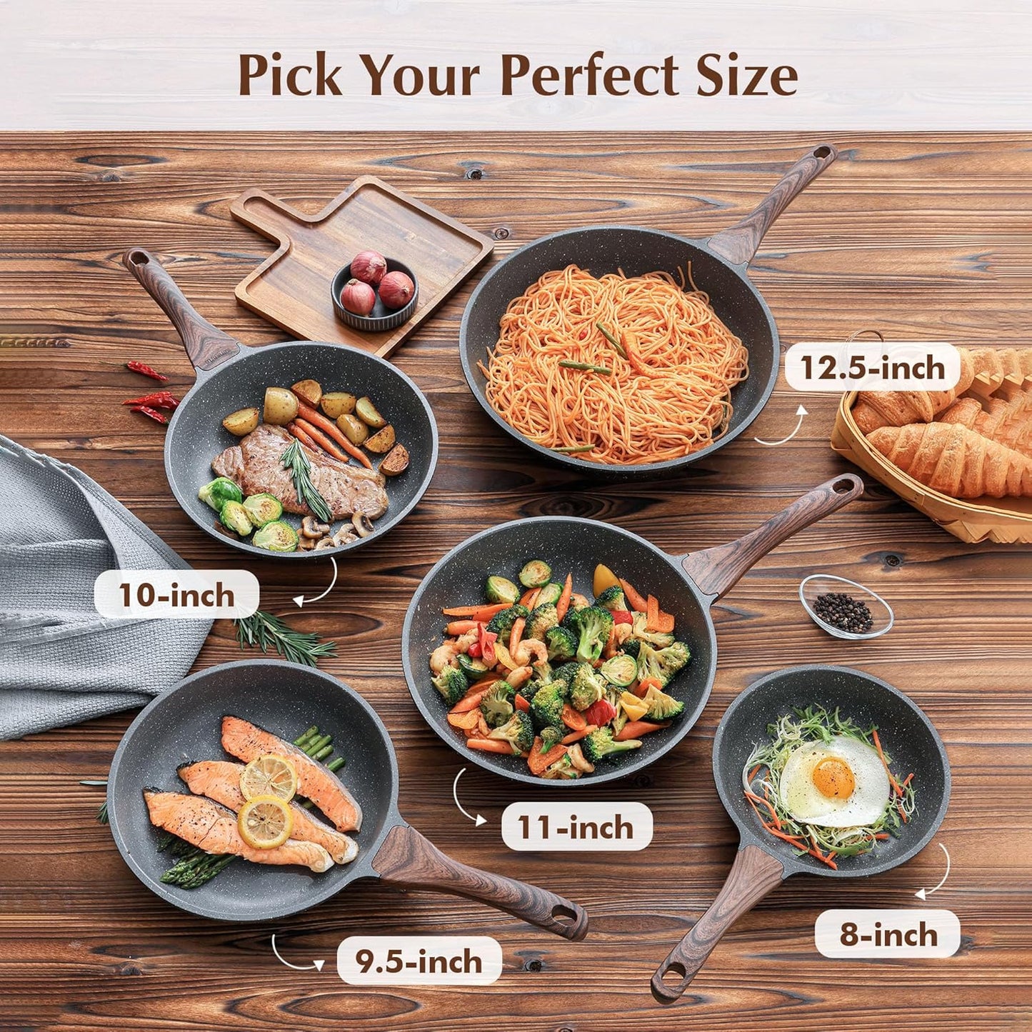 SENSARTE Nonstick Frying Pan - Swiss Granite Coating Omelette Skillet | PFOA Free, 9.5 Inch