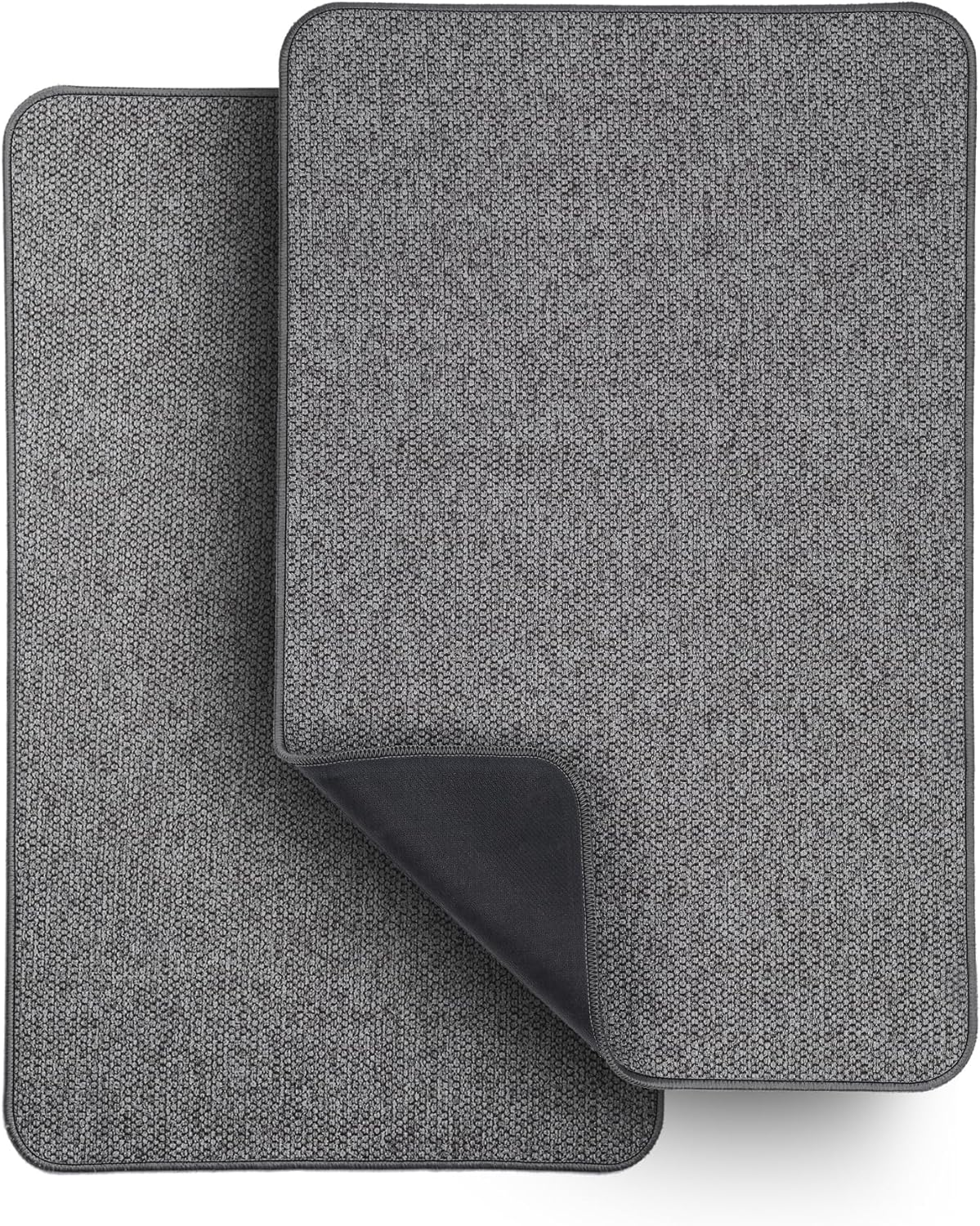 Ultra Thin Bath Mat - Non-Slip Rubber Bathroom Rug, Quick Dry & Absorbent | Grey, 1'5"x2'3" (17x27 Inch)