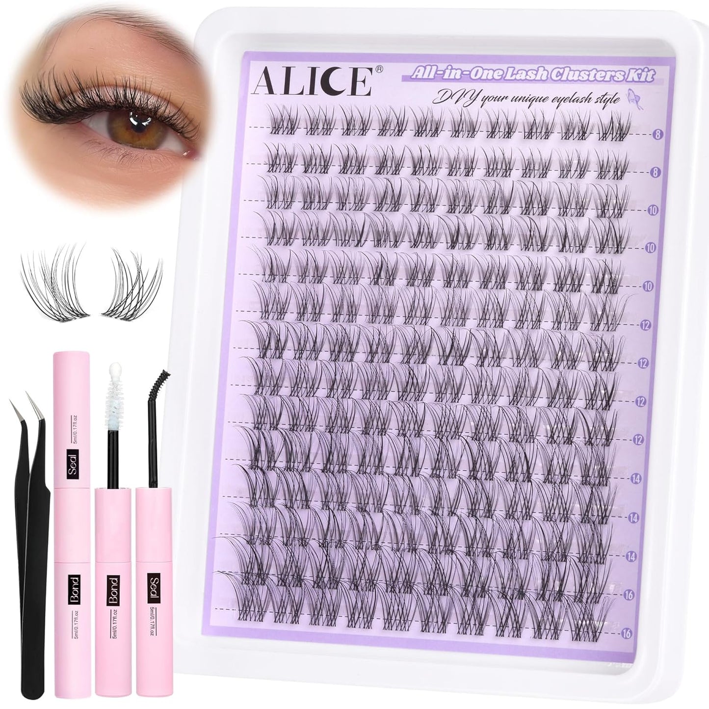 Natural Lash Clusters - Wispy Eyelash Extensions 168pcs | 8-16mm C-Curl, Soft Thin Band for a Natural Look