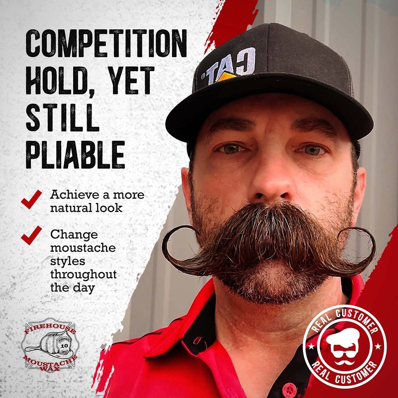 Firehouse Moustache Wax - Made in USA - Light Hold Mustache & Beard Wax - All-Weather, Naturally Scented and Colored (LIGHT, 1 Ounce Tin) - Handmade in Small Batches by John the Fireman
