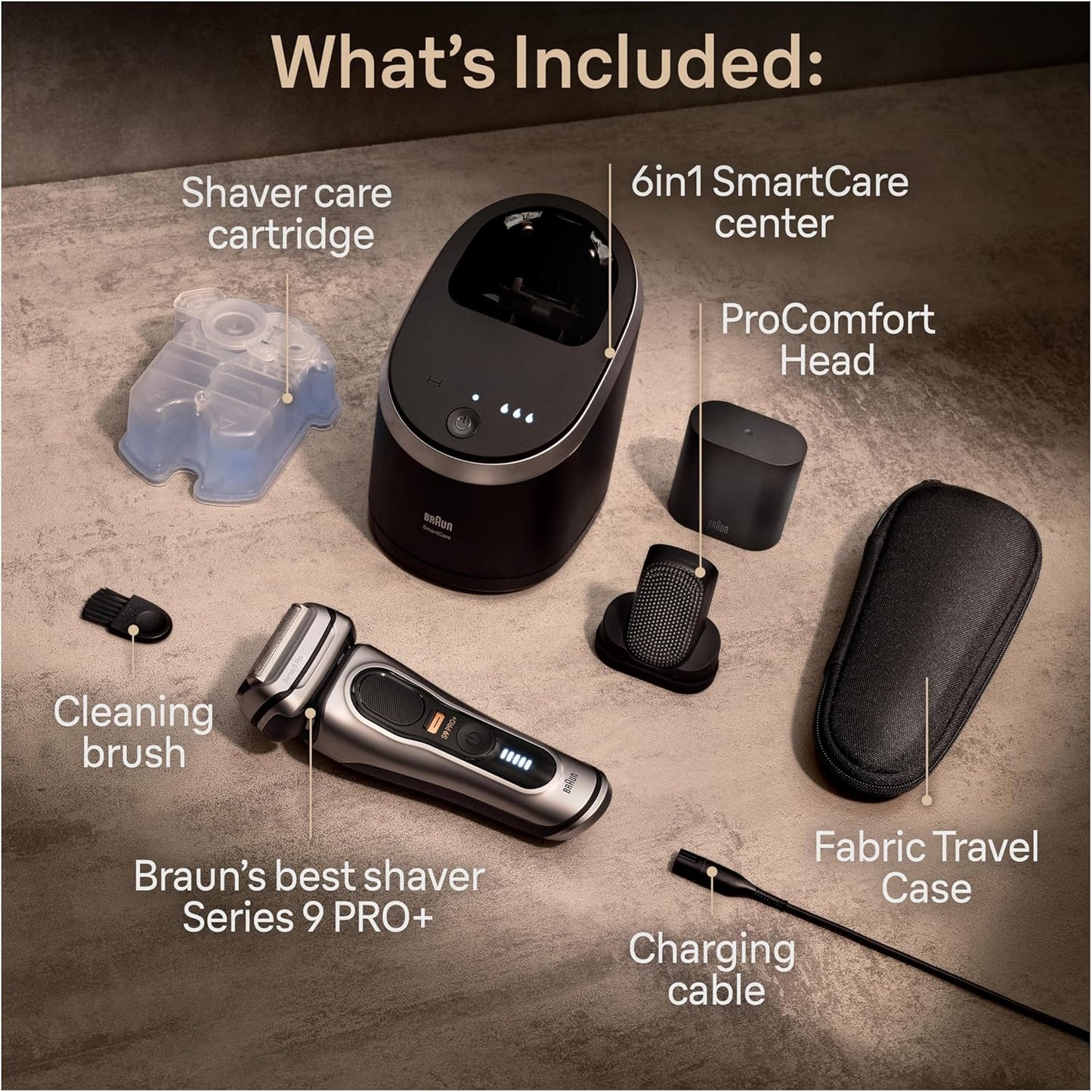 Braun Series 9 PRO+ Electric Razor for Men - 5 Pro Shaving Elements, Wet/Dry Use | SmartCare Center, 9597cc