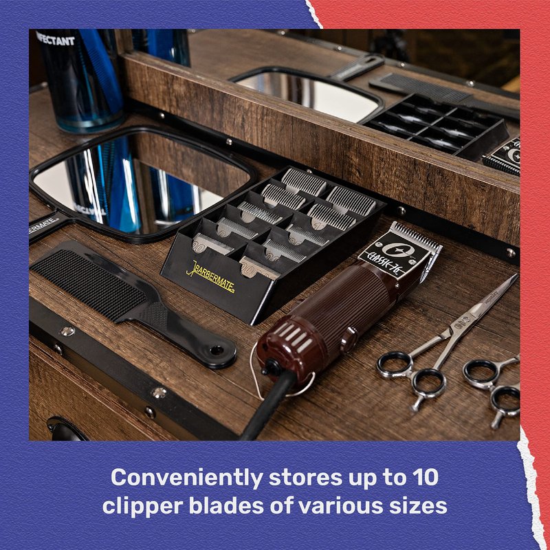 BarberMate Blade Rack Storage Tray - Holds 10 Clipper, Black