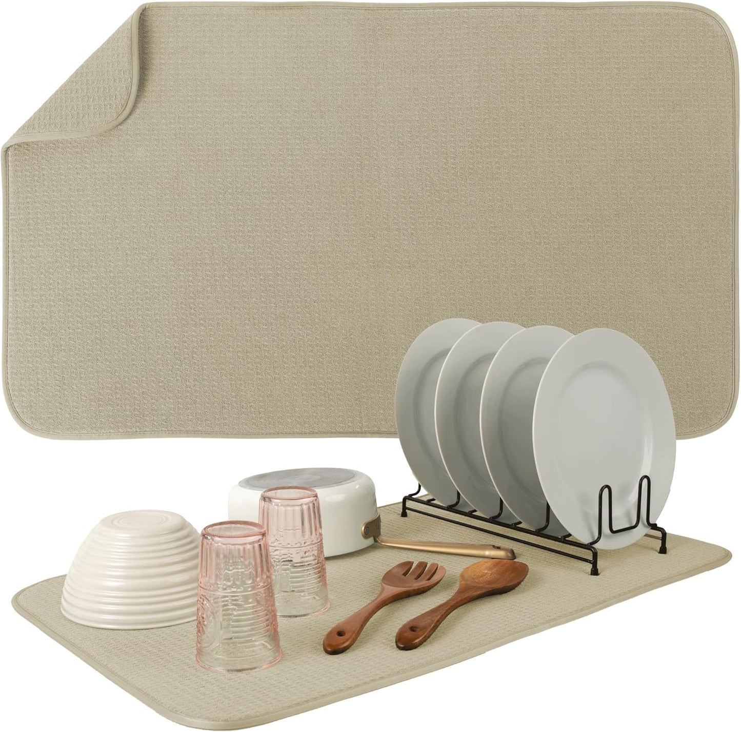 Dish Drying Mat XL - Absorbent Microfiber Kitchen Counter Pad | 18” x 24” | Charcoal