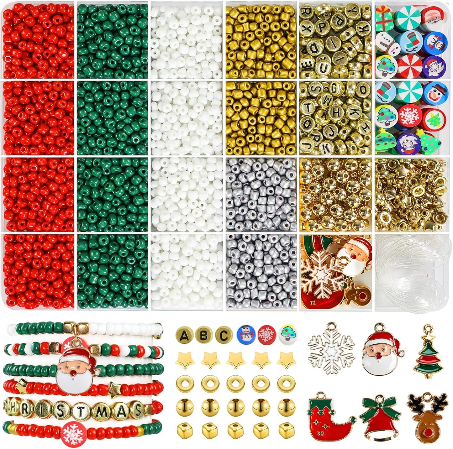 4mm Glass Seed Beads for Jewelry Making - DIY Bracelet Kit with Letter Beads & Elastic String | Perfect for Friendship & Waist Beads