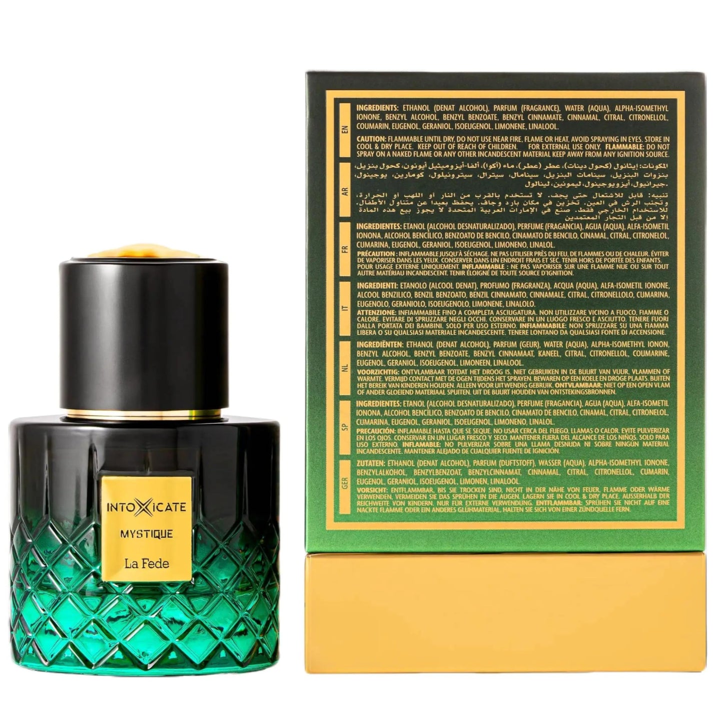 Khadlaj La Fede Intoxicate Mystique – Fresh, Woody, Balsamic, Vanilla – Extrait de Parfum Spray Long-Lasting Fragrance for Men, 3.4 Ounce / 100ml