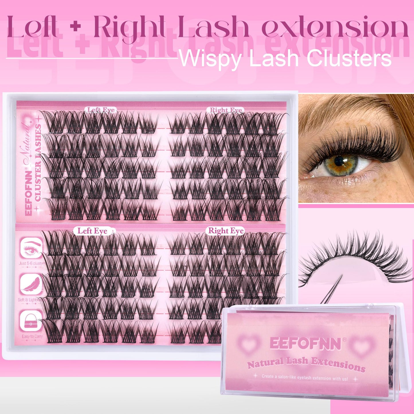 Wispy Lash Clusters Natural Eyelash Clusters C Curl Cluster Eyelash Extensions Cat Eye Lashes Clusters Spider Lahes Pestañas Postizas Naturales by Eefofnn (11-16 mm)