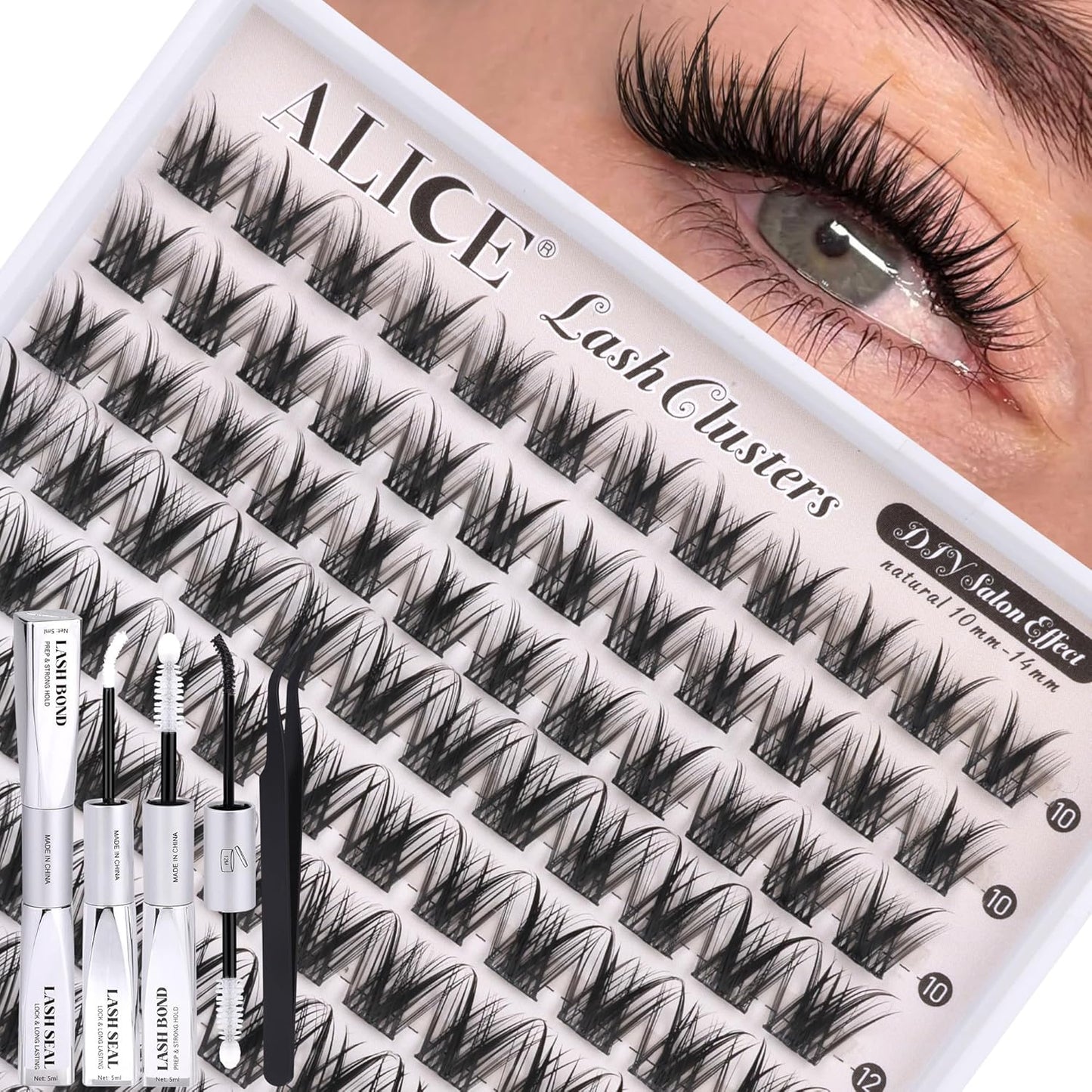 Natural Lash Clusters - Wispy Eyelash Extensions 168pcs | 8-16mm C-Curl, Soft Thin Band for a Natural Look