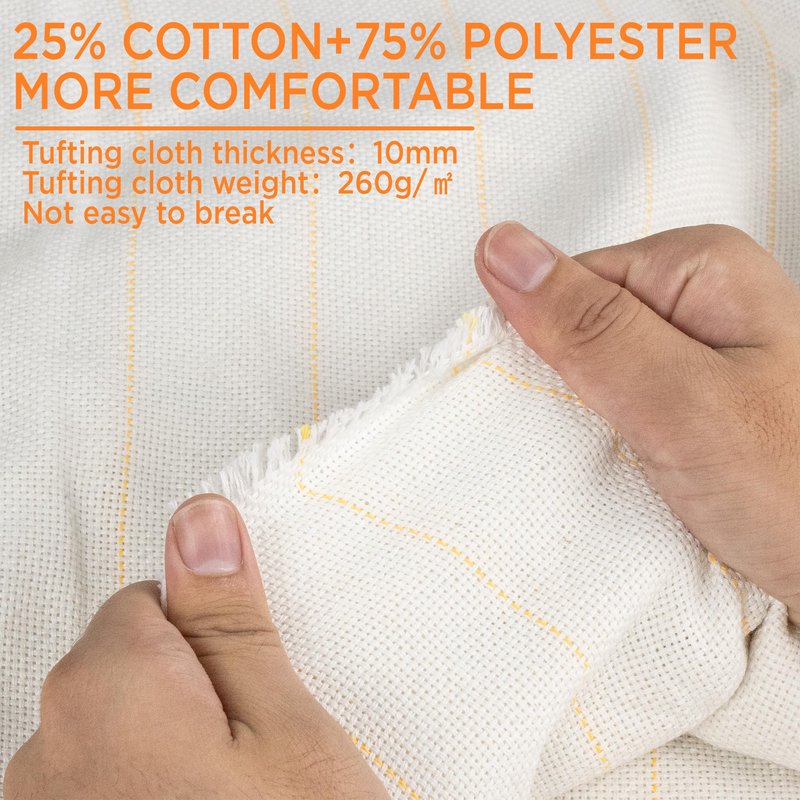 80” x 80” Large Tufting Cloth for Tufting Gun, Primary Tufting Cloth with Marked Lines, Durable Monks Cloth for Punch Needle, Edges Sewn for DIY Crafts