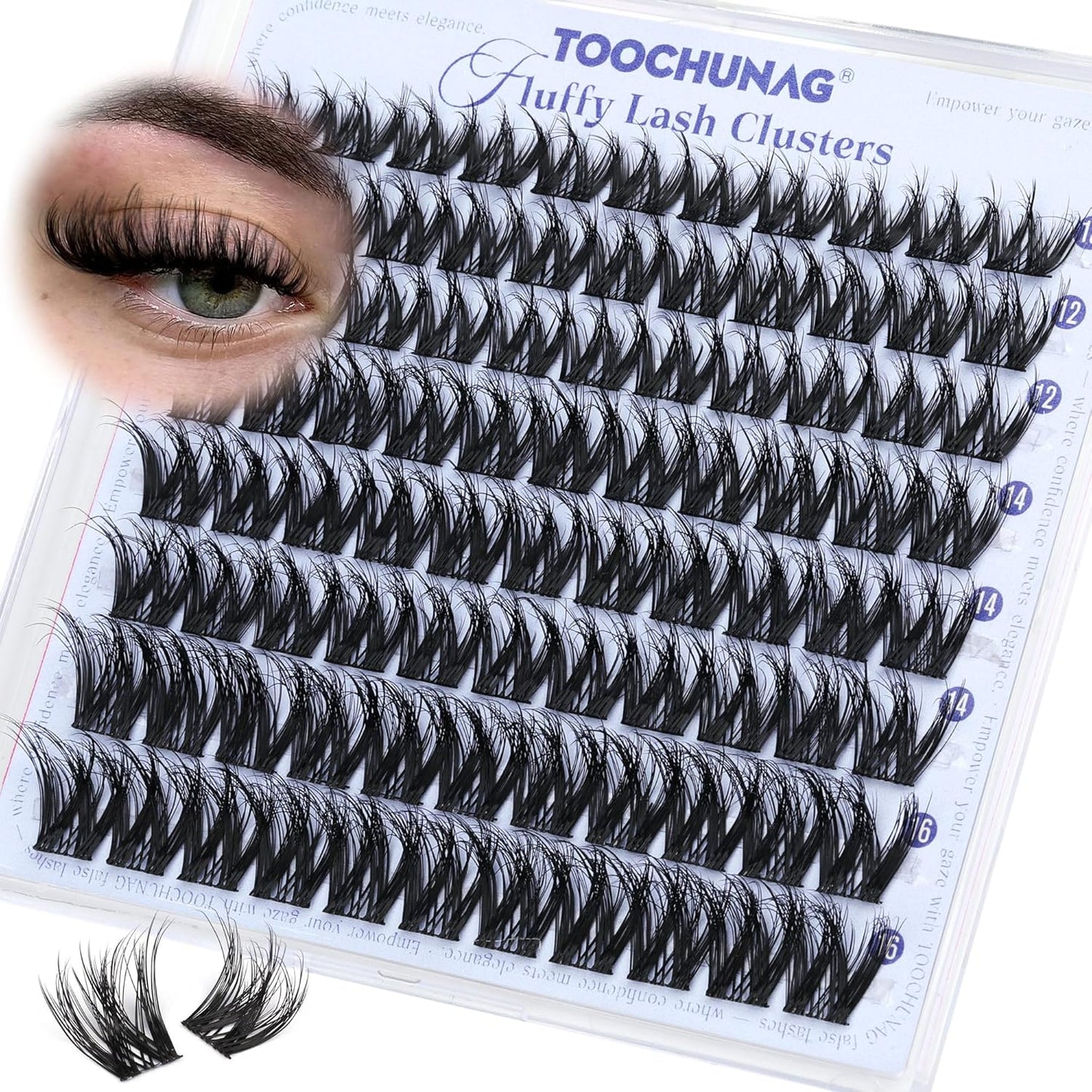 Fluffy Lash Clusters - Volume Eyelash Extensions with D Curl | 10-16mm Wispy Flora Lashes for DIY Baddies