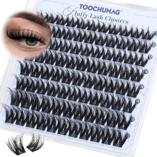 Fluffy Lash Clusters - Volume Eyelash Extensions with D Curl | 10-16mm Wispy Flora Lashes for DIY Baddies