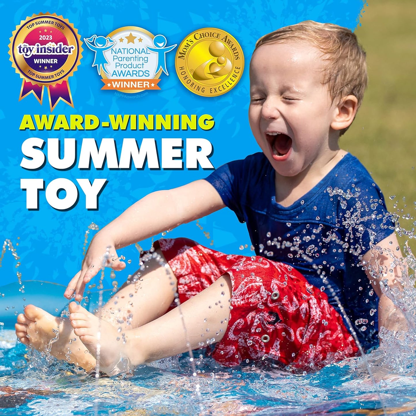 SplashEZ 3-in-1 Splash Pad | Toddler Sprinkler Pool for Learning & Outdoor Play - 60’’ Water Toys for Kids