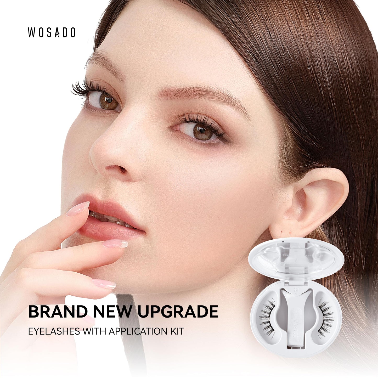 WOSADO Magnetic Eyelashes with Applicator Kit, [V10 Ultra Black] Reusable Magnetic Lashes without Eyeliner, Glue-free False Lashes, Waterproof, Lightweight, Suit for Natural Makeup