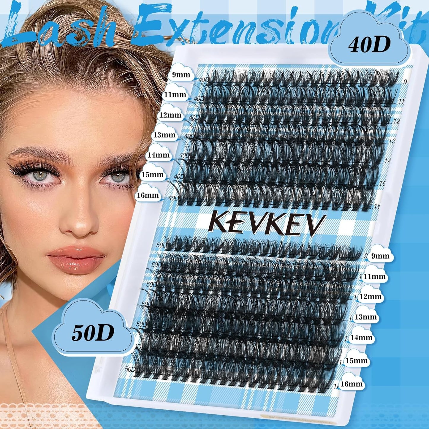 Lash Extension Kit - 280 Pcs Individual Lashes with Bond & Seal | 40D/50D, 9-16mm Clusters