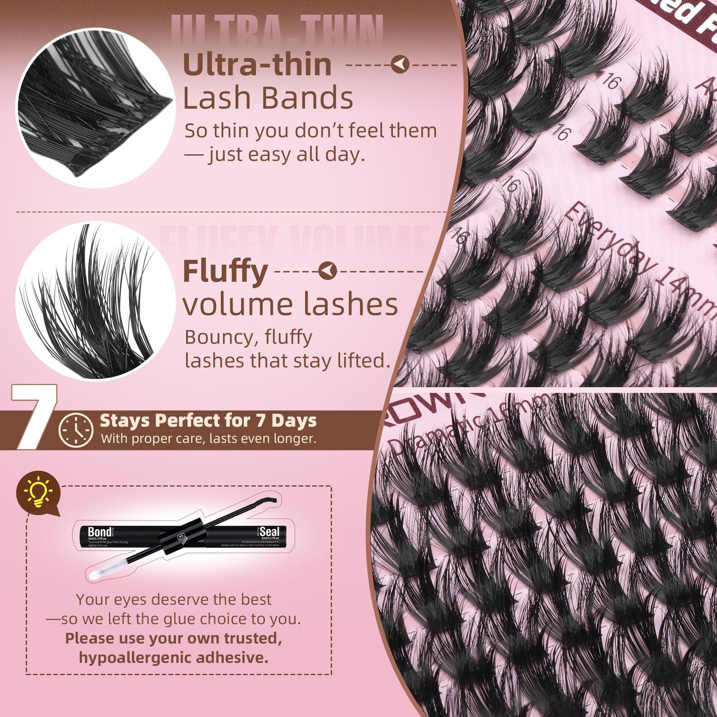 Manga Lash Clusters with Spikes 12-18MM Fluffy Spiky Eyelash Clusters Baddie Dramatic Lash Extensions Baddie Individual Lashes Airy Soft for Smoky Makeup Eyelash Extensions by ALICROWN