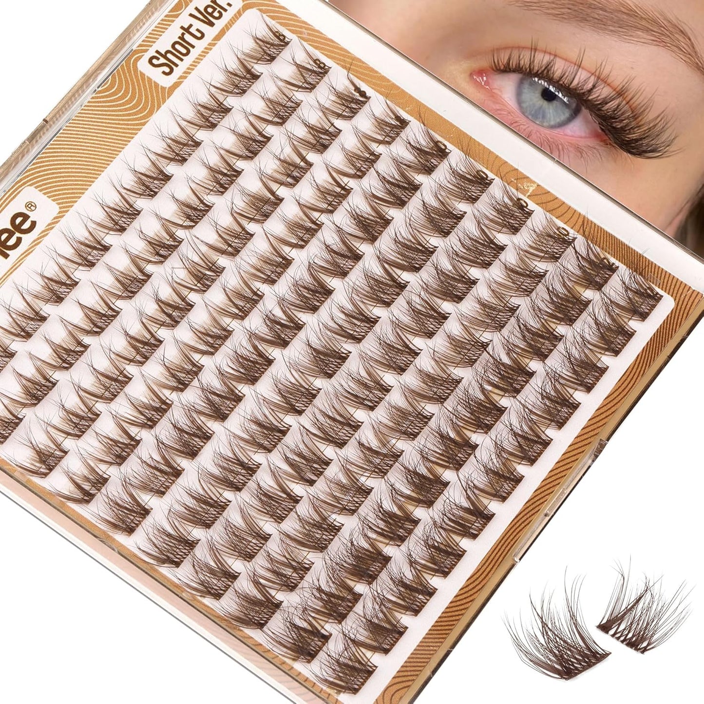 Natural DIY Lash Extensions - C-Curly Cluster Eyelashes | 216 Pcs Wispy Cat Eye Lashes for Beginners