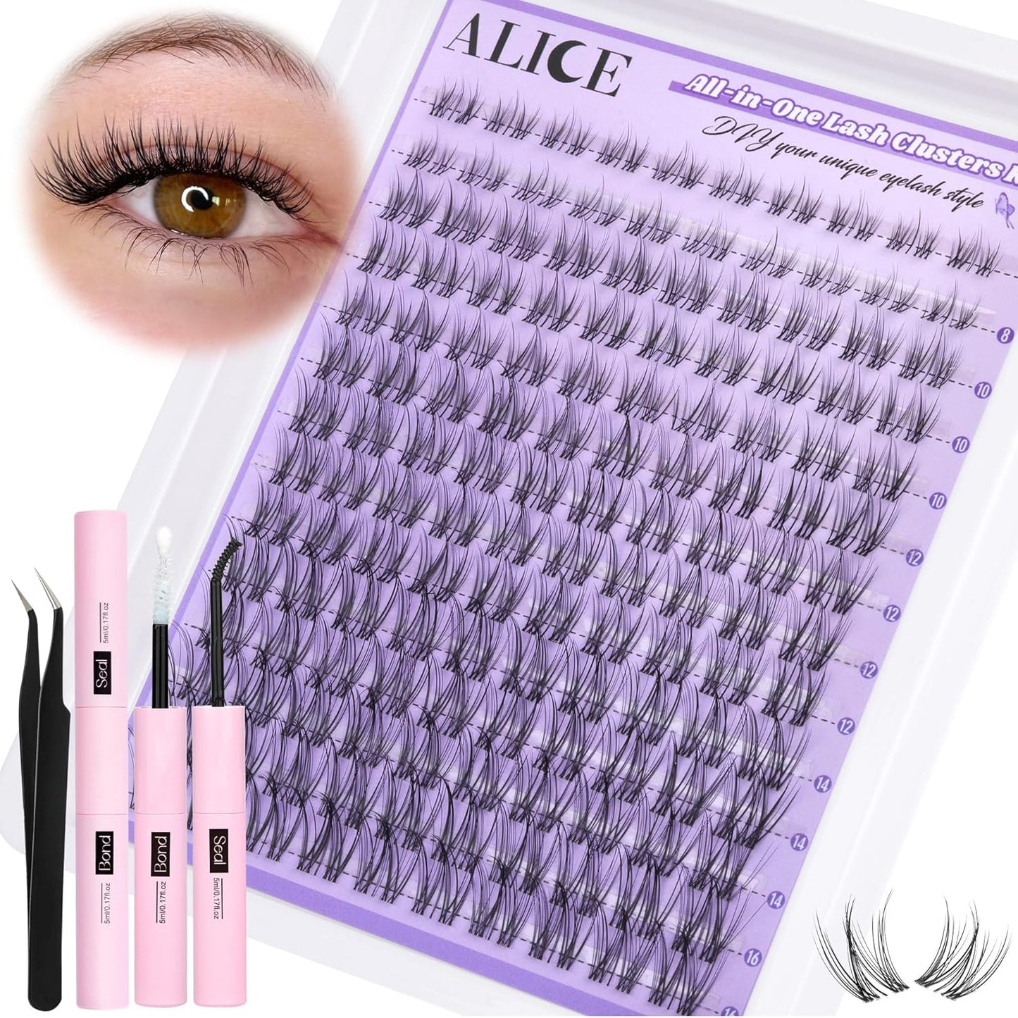 Natural Lash Clusters - Wispy Eyelash Extensions 168pcs | 8-16mm C-Curl, Soft Thin Band for a Natural Look