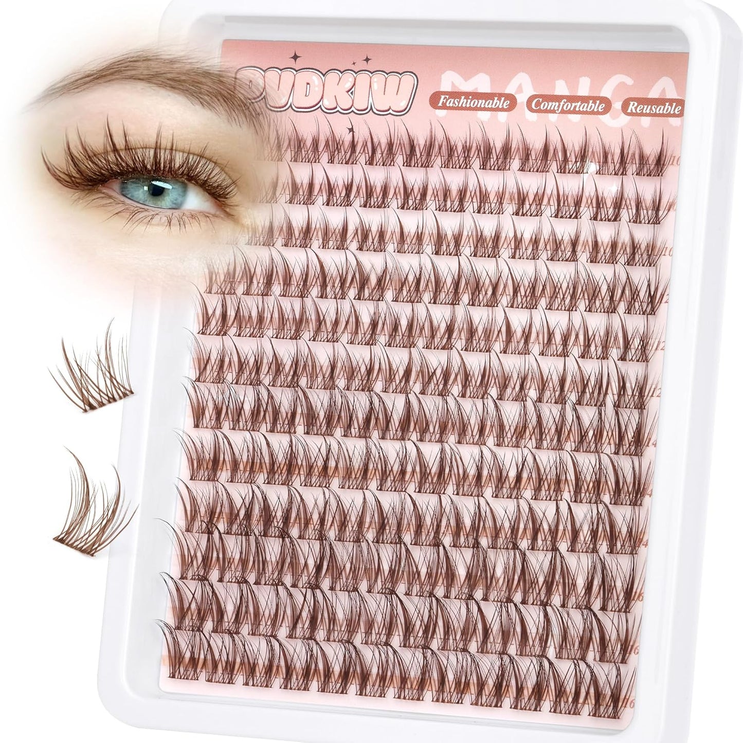 Bunny Lash Clusters - C Curl Anime Eyelash Extensions | 8-18MM Natural Fairy Lashes with Invisible Clear Band
