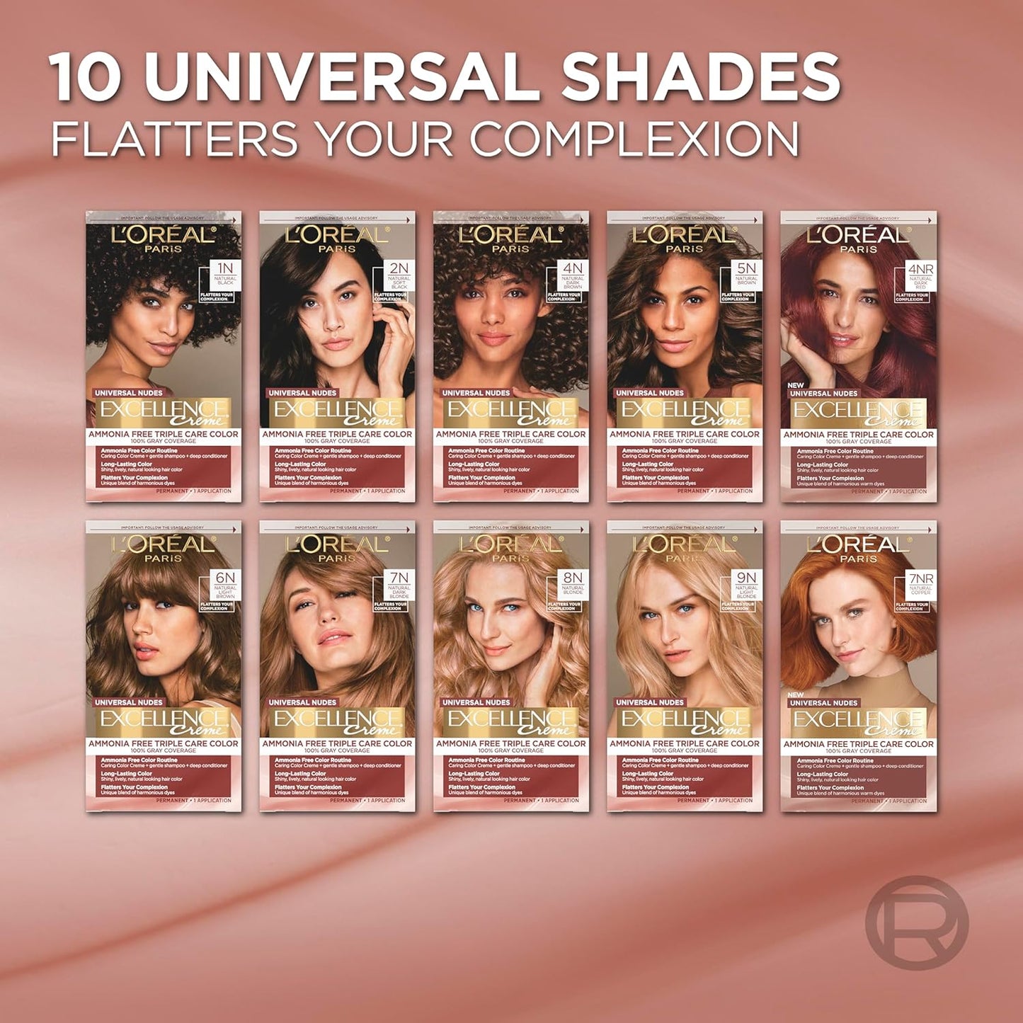 L’Oreal Paris Hair Color - Excellence Universal Nudes Ammonia-Free Gray Coverage | 1N Natural Black, 1 Kit