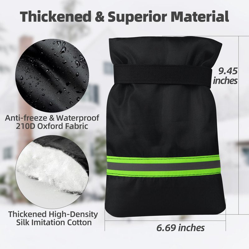 Outdoor Faucet Covers for Winter: Freeze Protection for Outside Hose Bib Spout - Insulation Water Spigot Sock with 9.5" H x 6.7" W - Waterproof Tap Cover Reusable for Garden 2 Pack