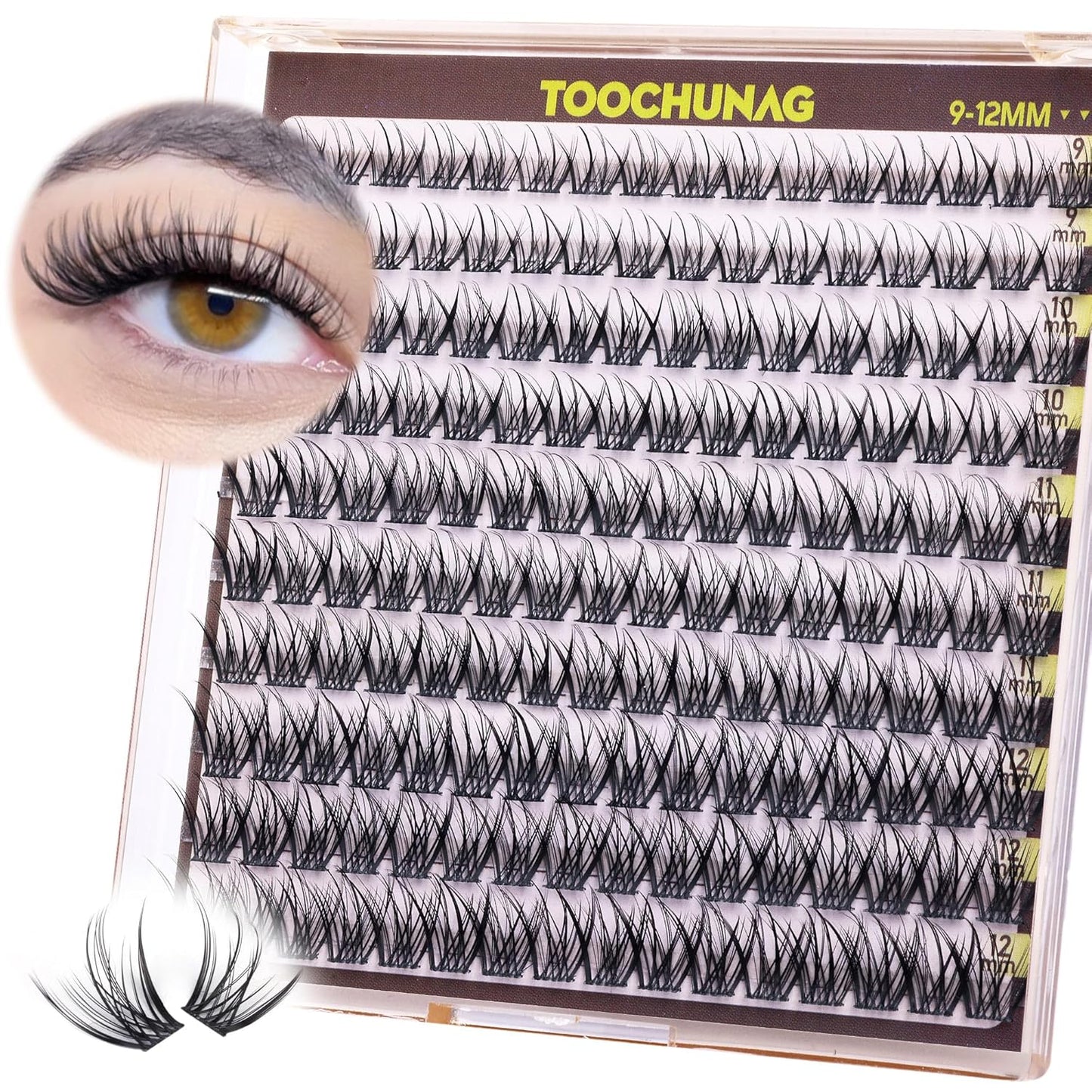 Natural Cluster Eyelash Extensions - Wispy D Curly Individual Lashes | 10-16mm Soft Volume DIY Lash Clusters