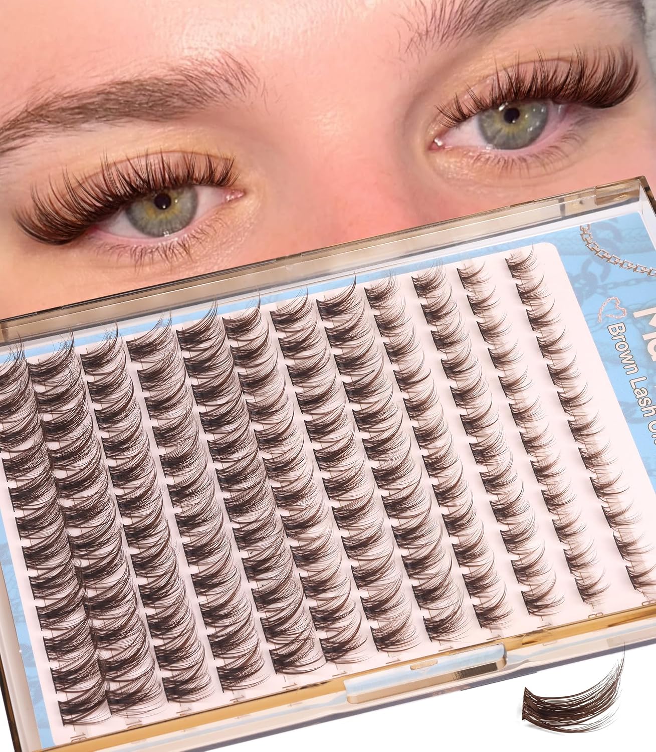 Natural DIY Lash Extensions - C-Curly Cluster Eyelashes | 216 Pcs Wispy Cat Eye Lashes for Beginners