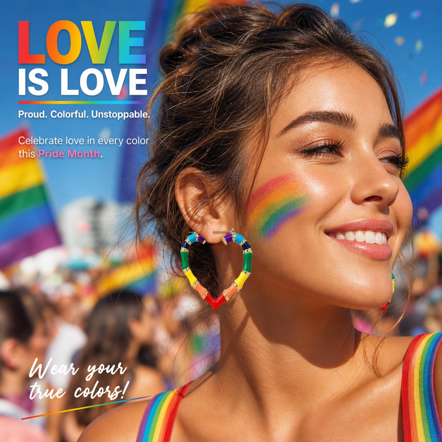 Pride Earrings Outfits for Women Colorful Rainbow Earrings Enamel Gay Lesbian Lgbt Bamboo Hoop Earring Pride Accessories Shirts for Women Rainbow Outfit Jewelry Gifts