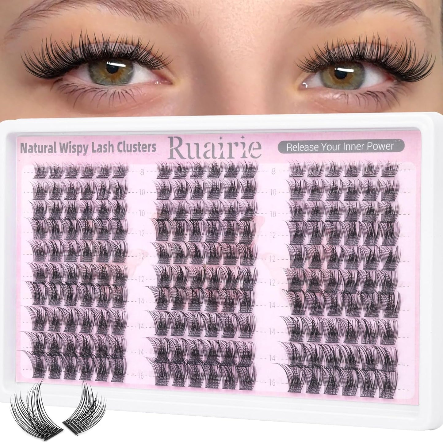Manga Lash Clusters - Natural Wispy Eyelash Extensions | C-Curl 8-14mm, 180pcs DIY Kit