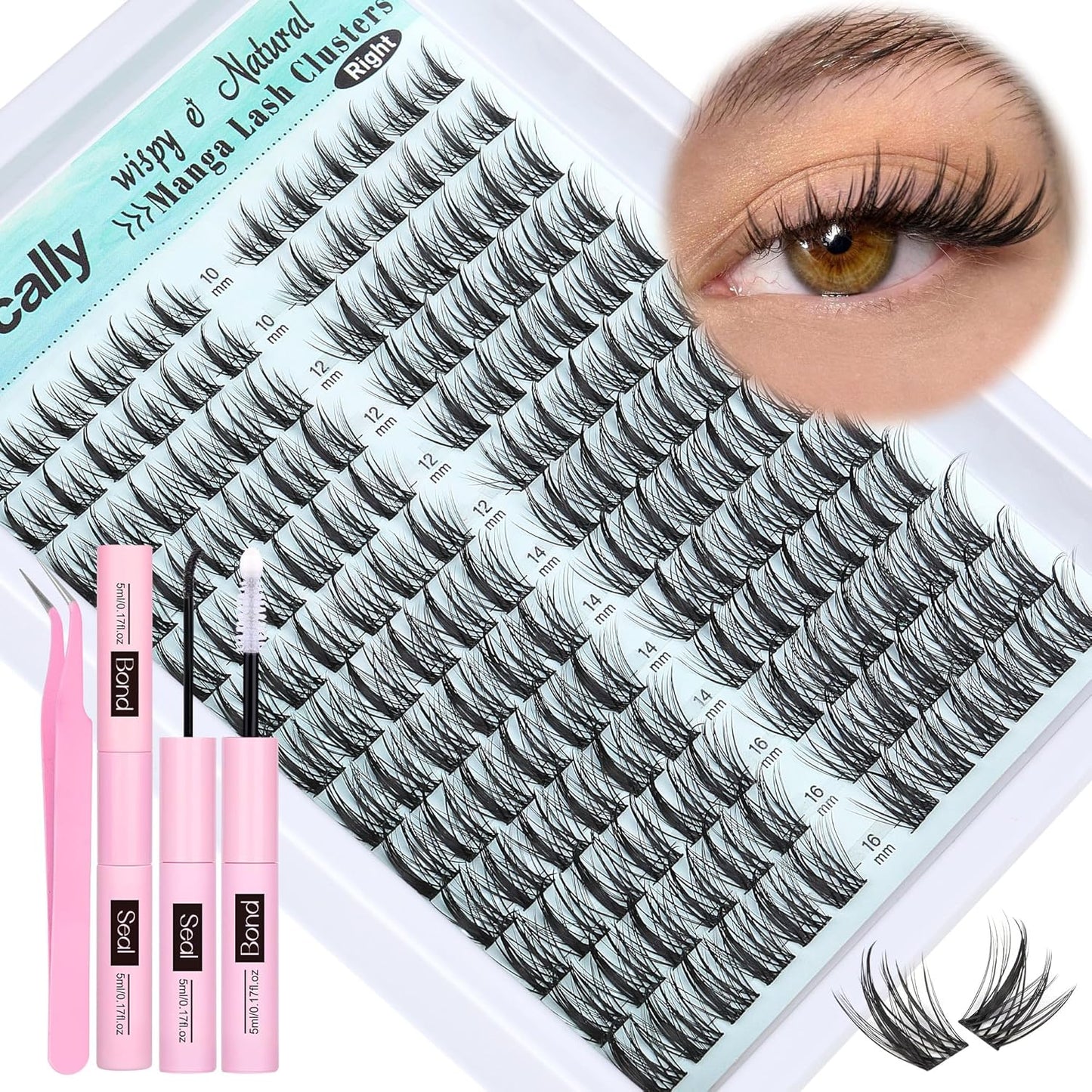 Lash Clusters Kit - Wispy Natural C-Curly Eyelash Extensions | DIY Volume Lashes 10-16MM