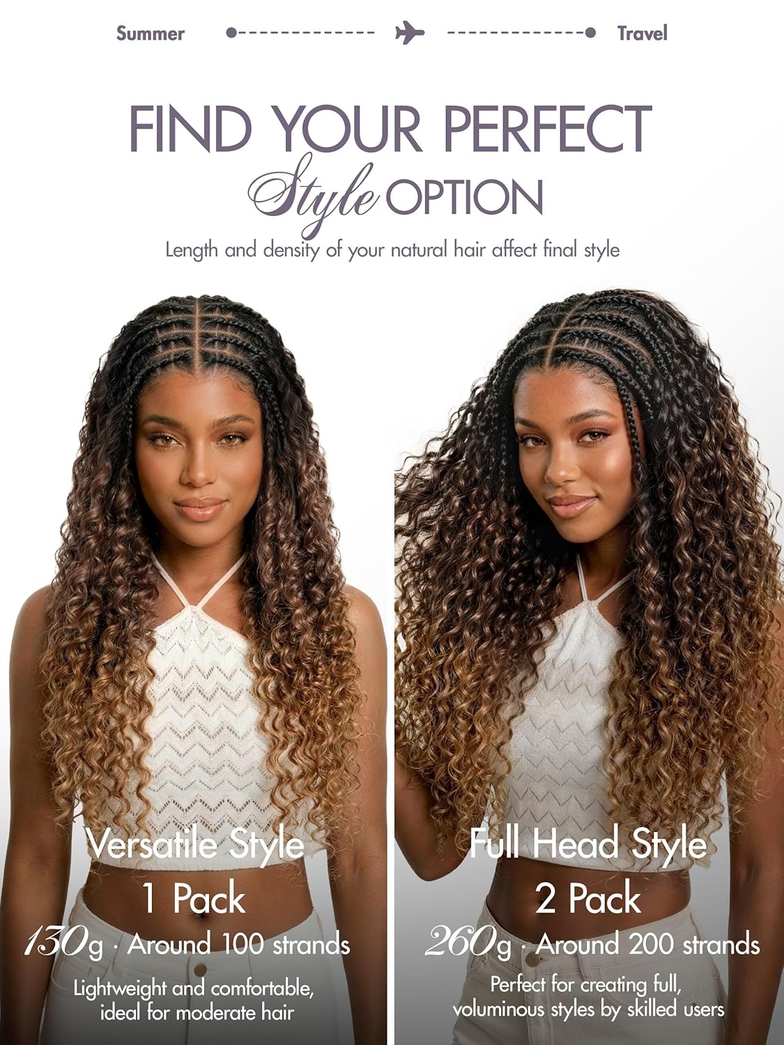 Deep Wave Crochet Hair Extensions - 18 Inch, Balayage Brown, Pre-Fluffed & Lightweight, 2 Pack, 260g